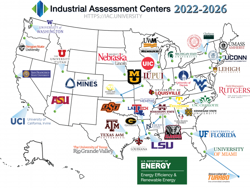 Industrial Assessment Centers Map